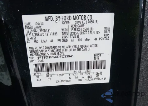 2013 Ford F-150 Svt Raptor z USA, uszkodzony, nr VIN 1FTFX1R6XDFC33941